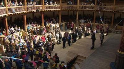 Performers at London's Globe Theatre