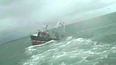 Fishing trawler Sea Bird P283 sinking off the coast of Hampshire