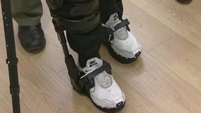 Crash victim walking in bionic suit