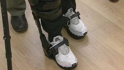 Crash victim walking in bionic suit