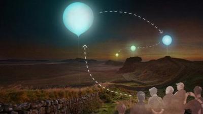 An artists impression of the balloons along Hadrian's Wall