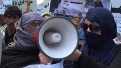 Afghan women protesting