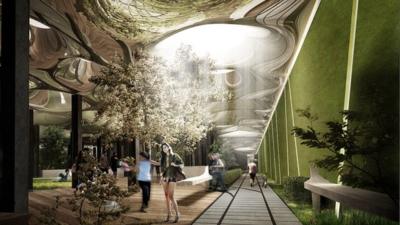 Artists' impression of Low Line park