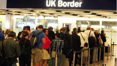 Queue at Heathrow airport's border control