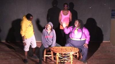 Kenyan actors performing at the Globe theatre