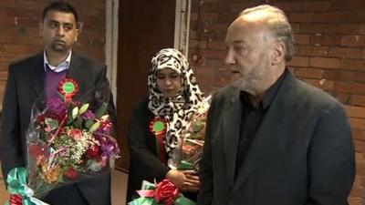 George Galloway with Respect colleagues in Bradford