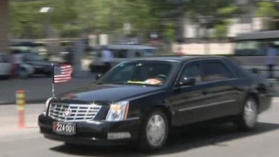 Hilary Clinton leaves Beijing by car