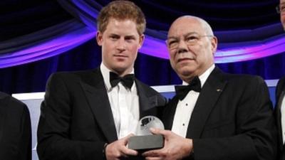 Prince Harry with Colin Powell