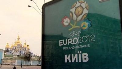 Euro 2012 poster in Kiev, Ukraine