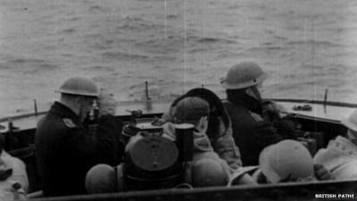 Men in a boat during World War II