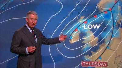 Prince Charles presents the weather forecast