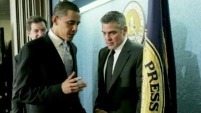 Barack Obama with George Clooney in 2006