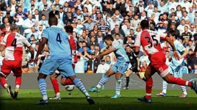 Sergio Aguero scores for Man City