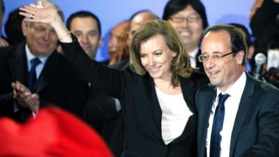 Valerie Trierweiler with Francois Hollande the night of his election win