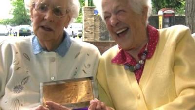 BBC Radio Humberside presenters Beryl (left) and Betty with their award