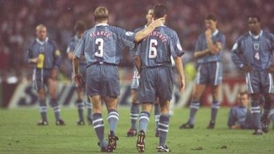 Stuart Pearce consoles Gareth Southgate