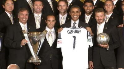 US President Barack Obama with the LA Galaxy