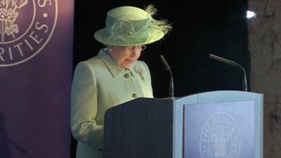 The Queen making a speech in Burnley