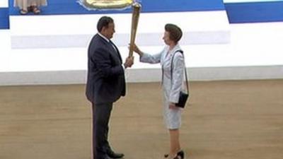 The Princess Royal receives the Olympic flame