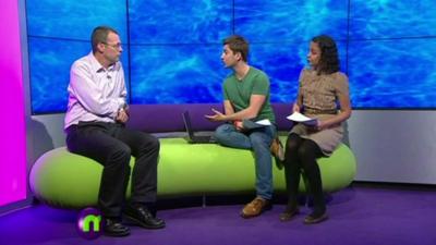 Leah and Ricky in the Newsround studio