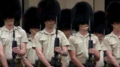 Armed forces line up at rehearsal