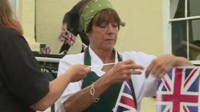 People put up Union Jack bunting in Penzance