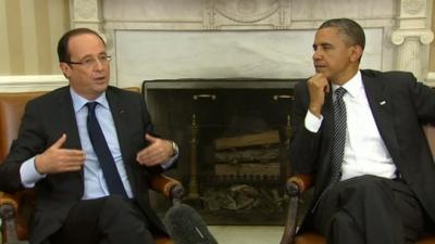 French President Francois Hollande and US President Barack Obama meet at the White House 18 May 2012