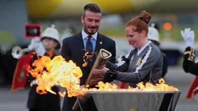 David Beckham lights Olympic torch