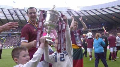 Cup celebrations from Hearts players and their family