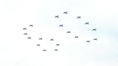 RAF planes in the formation of the number 60