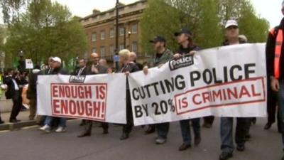 Police on march