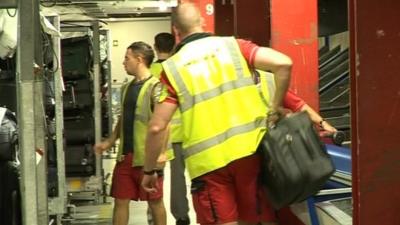 Baggage handlers at Stansted Airport