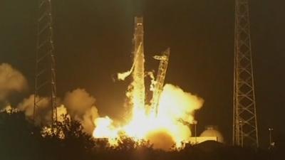 Space X Falcon 9 rocket taking off