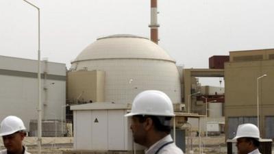 Iranian technicians at Bushehr nuclear power plant - file photo