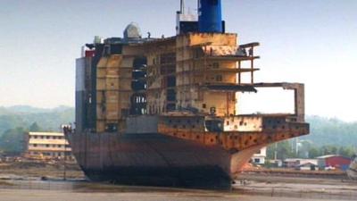 Ship being dismantled