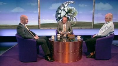 Paul Nuttall, Andrew Neil and Denis MacShane