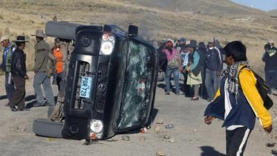 Protesters in Espinar province, near Cusco