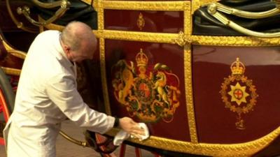 Polishing the state landau, to be used in the Queen's Diamond Jubilee pageant