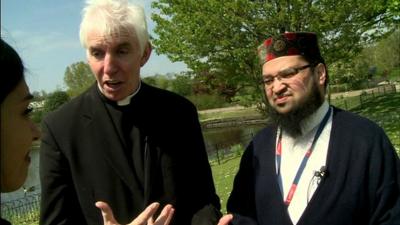 Christian priest and Muslim imam chat to Nel