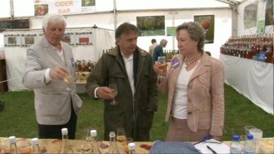 Celebrity chef Raymond Blanc judges cider at the Royal Bath and West Show