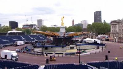 The Queen's Jubilee concert stage at Buckingham Palace