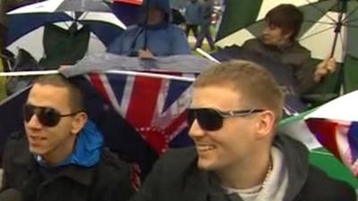 Royal fans speak to the BBC's Philippa Thomas at Tower Bridge in London