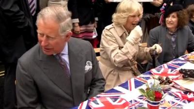 The Duke and Duchess of Cornwall at a street party in Piccadilly, central London