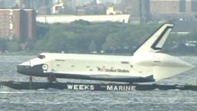 The Enterprise on a barge