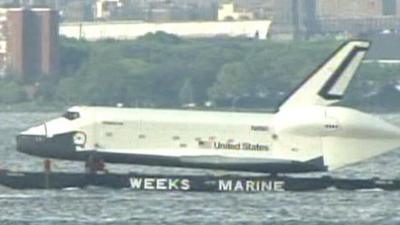 The Enterprise on a barge