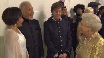 The Queen, Dame Shirley Bassey, Sir Paul McCartney and Sir Tom Jones