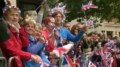 Crowds outside St Paul's Cathedral