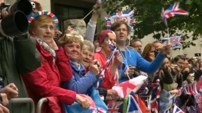 Crowds outside St Paul's Cathedral