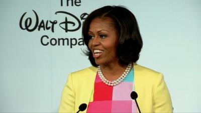 Michelle Obama speaking at Disney's launch event