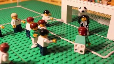 Football match recreated in Lego